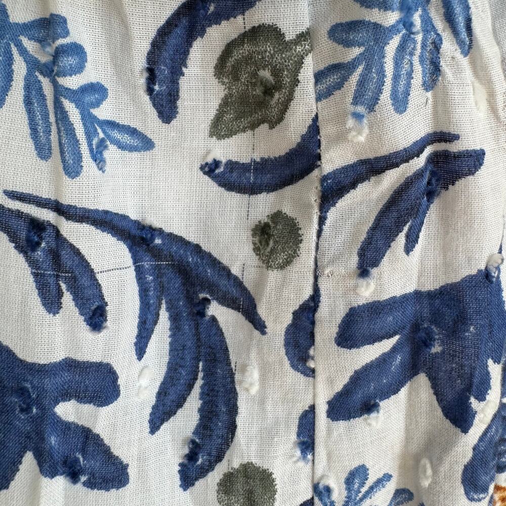 Caroline Constas Blue Floral Tapestry Smocked Ruffle Maxi Dress V-Neck Cottage - Picture 8 of 10
